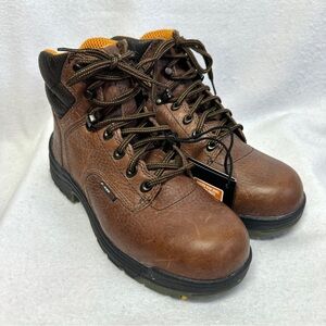 Timberland Pro Series Work Boots Womens 7W Brown Leather Titan 6" Safety Toe New